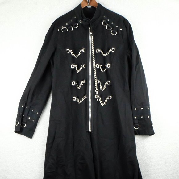 Tripp nyc Other - Tripp NYC Trench Coat Mens Large Black Chains Reaper Long Silver Goth Rave